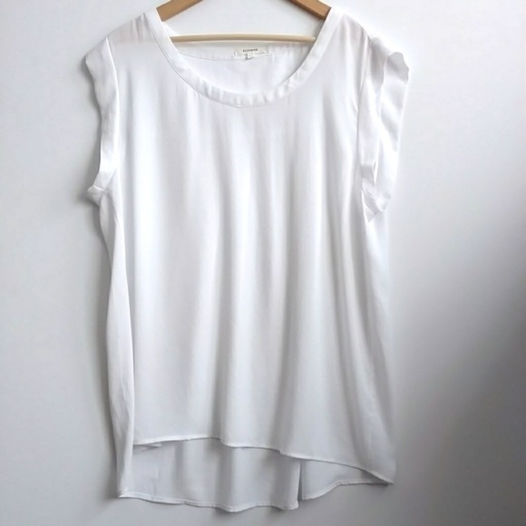 Pleione Tops - Pleione White Sleeveless Flutter Top - XL